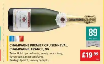 Lidl Champagne Premier Cru Senneval, Champagne, France, Nv offer