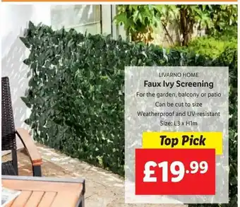 Lidl Livarno Home Faux Ivy Screening offer