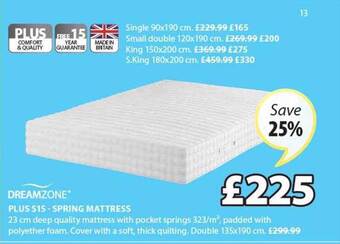 JYSK Plus S15 Spring Mattress offer