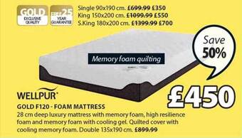 JYSK Gold F120 Foam Mattress offer