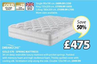 JYSK Gold S70 Spring Mattress offer