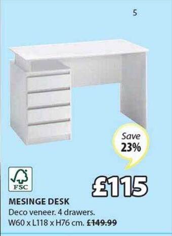 JYSK Mesinge Desk offer