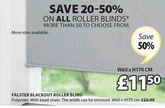 JYSK Falster Blackout Roller Blind offer