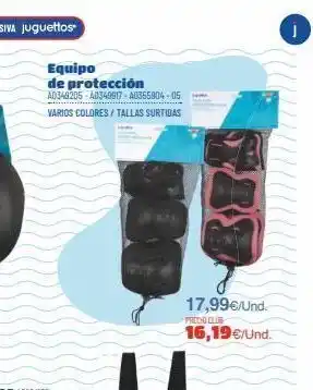 Juguettos Equipo de protección a0348205-a0349917-a0355904-05 varios colores / tallas surtidas 17,99€/und. 16,19 €/und. precio club oferta