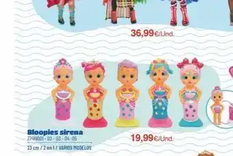 Juguettos Bloopies sirena 27419001-02-03-04-05 www. 23 cm / 2 en 1/ varios modelos 36,99€/und. 19,99 €/und. oferta