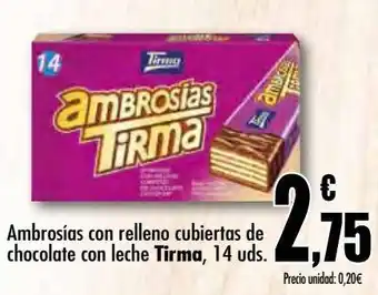 Ambrosías con relleno cubiertas de chocolate con leche tirma