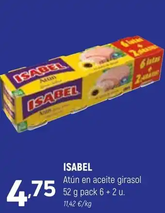 Coviran Isabel Atún En Aceite Girasol 52 g Pack 6+2 u. oferta