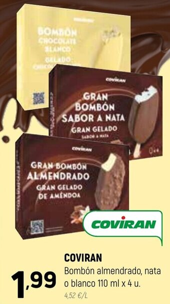 Coviran Coviran Bombón Almendrado, Nata o Blanco 110 ml x 4 u. oferta