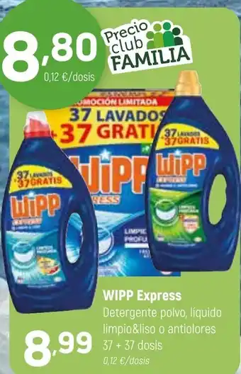 Coviran Wipp Express Detergente Polvo, Liquido Limpio&Liso o Antiolores 37 + 37 dosis oferta