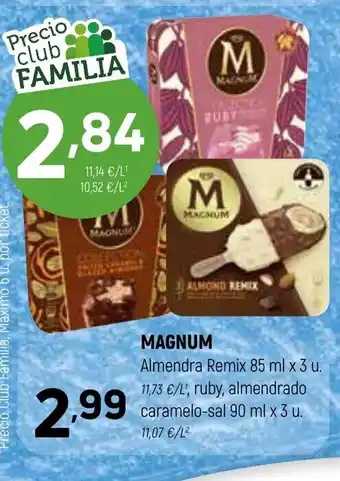 Coviran Magnum Almendra Remix 85 ml x 3 u,ruby,almendrado caramelo-sal 90 ml x 3 u oferta