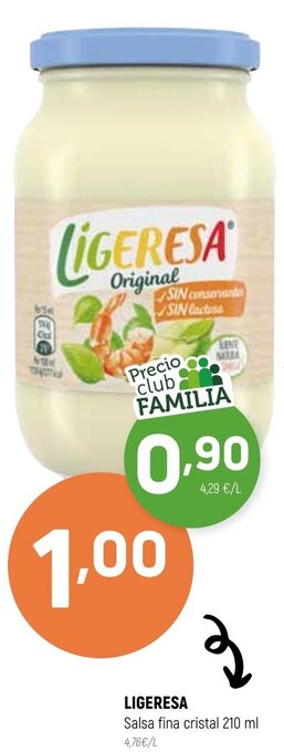 Coviran Ligeresa Salsa fina cristal 210 ml oferta