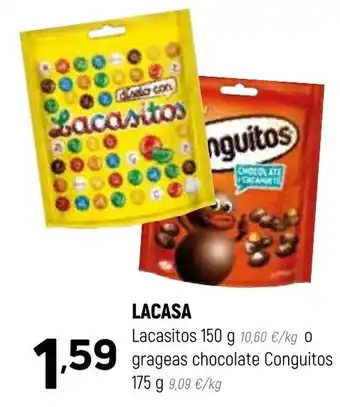 Coviran Lacasa Lacasitos 150g grageas chocolate Conguitos 175 g oferta