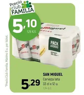 Coviran San Miguel Cerveza lata 33 cl x 12 u oferta