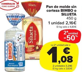 Carrefour Market Pan de molde sin corteza bimbo o silueta oferta