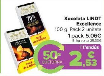 Carrefour Chocolate lindt excellence oferta