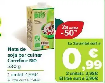 Carrefour Nata de soja para cocinar carrefour bio oferta