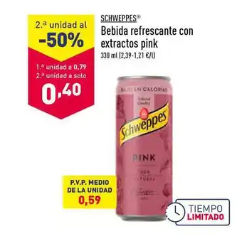 ALDI Schweppes Bebida Refrescante Con Extractos Pink 330ml oferta
