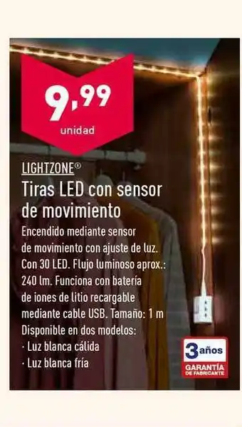 ALDI Lightzone Tiras Led Con Sensor De Movimiento oferta