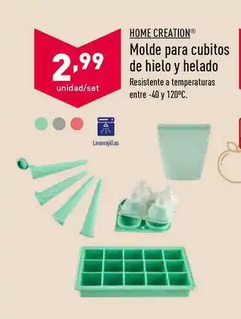 ALDI Home Creation Molde Para Cubitos De Hielo Y Helado oferta