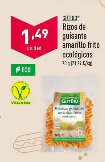 ALDI Gutbio Rizos De Guisante Amarillo Frito Ecológicos oferta