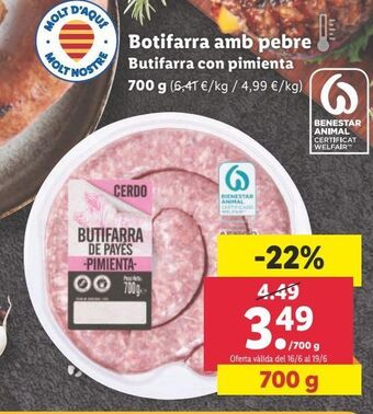 Lidl Butifarra oferta