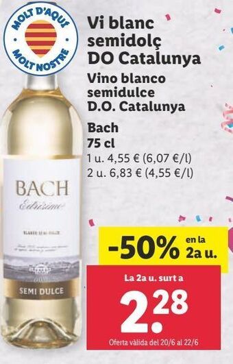 Lidl Vino blanco bach oferta