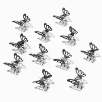 Claire's Glittery black butterfly mini hair claws (12 pack) oferta