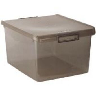 Eroski Caja de plástico con tapa color fume, tatay, 35 litros, 377x475x260mm oferta