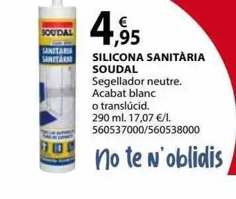 Fes Més Silicona Sanitària Soudal oferta