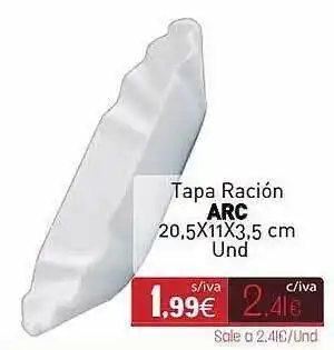 Cuevas Cash Tapa Ración Arc 20.5x11x3.5cm Und oferta