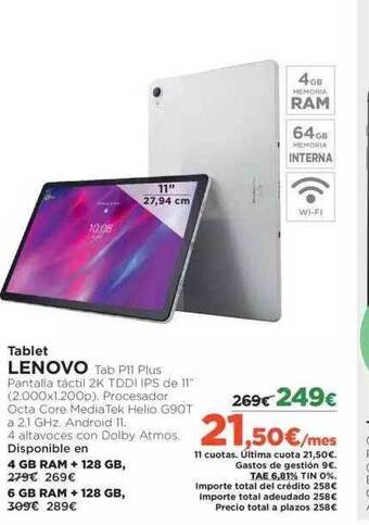 El Corte Inglés Tablet Lenovo oferta