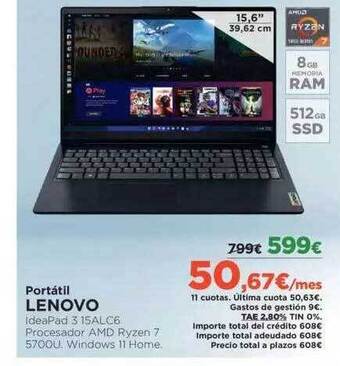 El Corte Inglés Portátil Lenovo oferta
