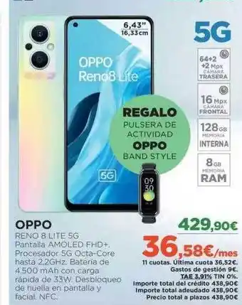 El Corte Inglés Oppo Reno 8 Liet 5g oferta