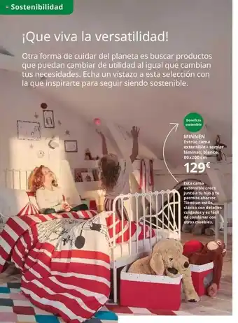 IKEA Minnen Estruc Cama Extensible + Somier Láminas Blanco 80x200 Cm oferta