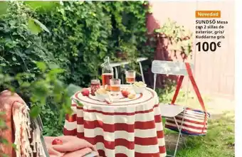 IKEA Sundsö Mesa Con 2 Sillas De Exterior Gris Kuddarna Gris oferta