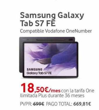 Vodafone Samsung Galaxy Tab S7 Fe oferta