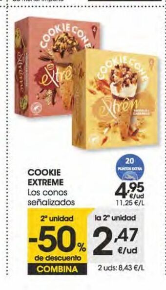 Eroski Extreme cono cookie vainilla 284 g oferta