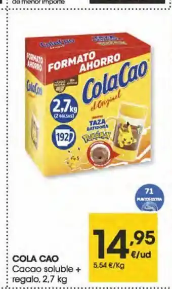 Eroski Cola cao cacao soluble + regalo 2,7 kg oferta