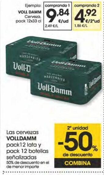 Eroski Voll damm cerveza pack 12x33 cl oferta