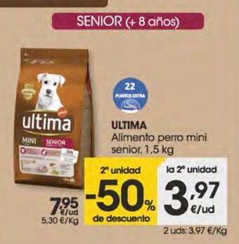 Eroski Ultima alimento perro mini senior 1,5 kg oferta