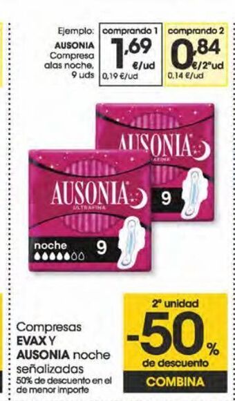 Eroski Ausonia compresa alas noche 9 uds oferta