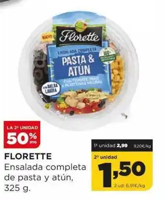 Alimerka Florette Ensalada Completa De Pasta Y Atún La 2a Unidad 50% Dto oferta