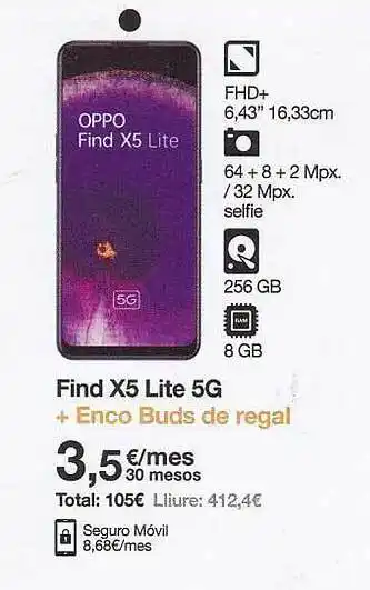 Orange Oppo Find X5 Lite 5g + Enco Buds De Regal oferta