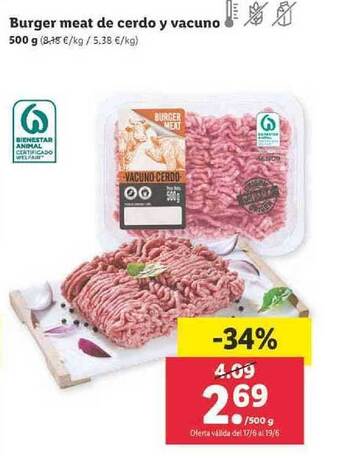 Lidl Burger Meat De Cerdo Y Vacuno oferta