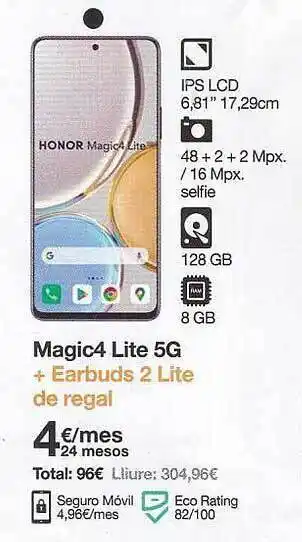 Orange Honor Magic4 Lite 5g oferta