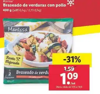 Lidl Monissa Braseado De Verduras Con Pollo oferta