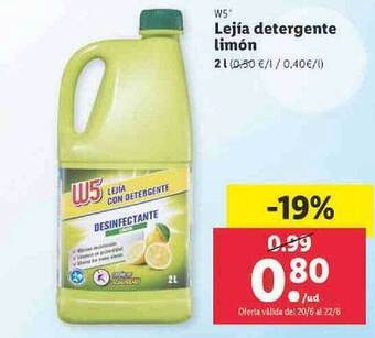 Lidl W5 Lejía Detergente Limón oferta