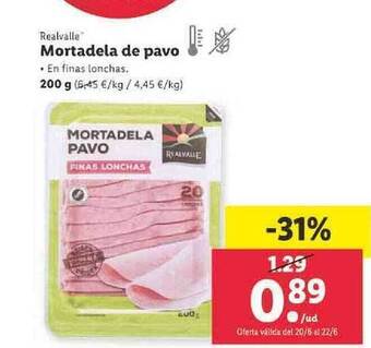 Lidl Realvalle Mortadela De Pavo oferta