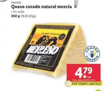Lidl Herreño Queso Curado Natural Mezcla oferta