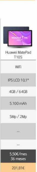 Vodafone Huawei Matepad T10s oferta